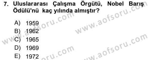 Uluslararası Sosyal Politika Dersi 2015 - 2016 Yılı (Final) Dönem Sonu Sınav Soruları 7. Soru