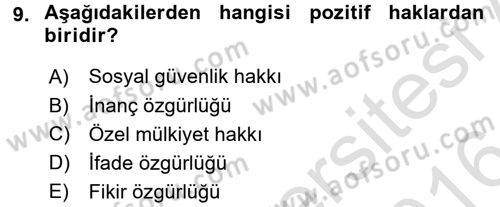 Uluslararası Sosyal Politika Dersi 2015 - 2016 Yılı (Final) Dönem Sonu Sınav Soruları 9. Soru