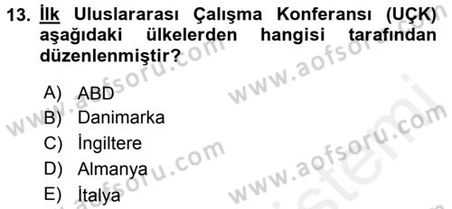 Uluslararası Sosyal Politika Dersi 2015 - 2016 Yılı Tek Ders Sınav Soruları 13. Soru