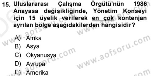 Uluslararası Sosyal Politika Dersi 2015 - 2016 Yılı Tek Ders Sınav Soruları 15. Soru