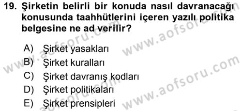 Uluslararası Sosyal Politika Dersi 2015 - 2016 Yılı Tek Ders Sınav Soruları 19. Soru