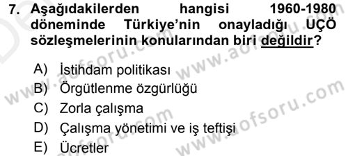Uluslararası Sosyal Politika Dersi 2015 - 2016 Yılı Tek Ders Sınav Soruları 7. Soru