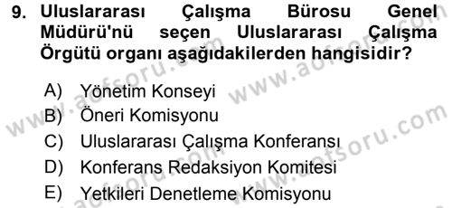 Uluslararası Sosyal Politika Dersi 2015 - 2016 Yılı Tek Ders Sınav Soruları 9. Soru