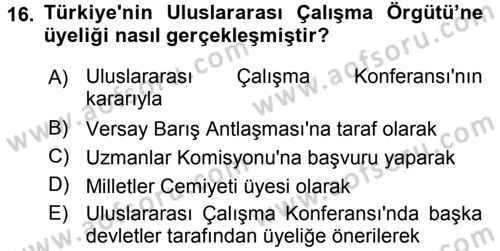 Uluslararası Sosyal Politika Dersi 2016 - 2017 Yılı 3 Ders Sınav Soruları 16. Soru
