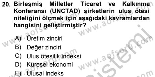 Uluslararası Sosyal Politika Dersi 2016 - 2017 Yılı 3 Ders Sınav Soruları 20. Soru