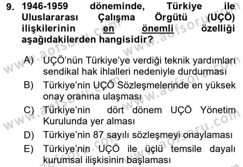 Uluslararası Sosyal Politika Dersi 2016 - 2017 Yılı 3 Ders Sınav Soruları 9. Soru