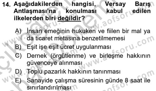 Uluslararası Sosyal Politika Dersi 2016 - 2017 Yılı (Vize) Ara Sınav Soruları 14. Soru