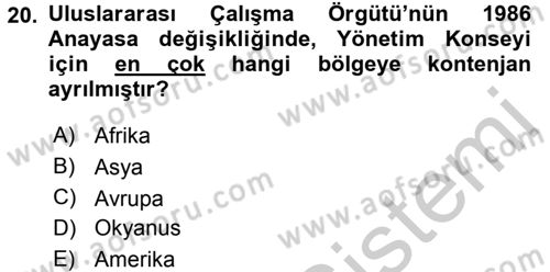 Uluslararası Sosyal Politika Dersi 2016 - 2017 Yılı (Vize) Ara Sınav Soruları 20. Soru