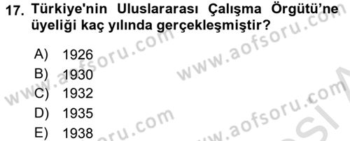Uluslararası Sosyal Politika Dersi 2016 - 2017 Yılı (Final) Dönem Sonu Sınav Soruları 17. Soru