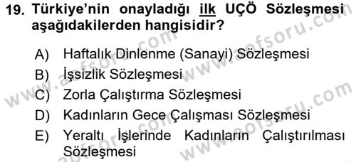 Uluslararası Sosyal Politika Dersi 2016 - 2017 Yılı (Final) Dönem Sonu Sınav Soruları 19. Soru