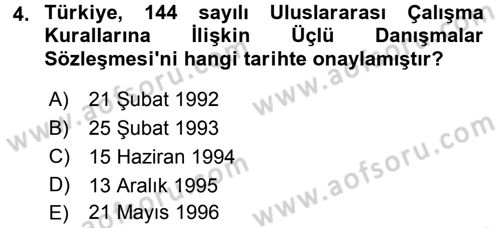 Uluslararası Sosyal Politika Dersi 2016 - 2017 Yılı (Final) Dönem Sonu Sınav Soruları 4. Soru