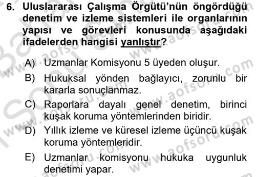 Uluslararası Sosyal Politika Dersi 2016 - 2017 Yılı (Final) Dönem Sonu Sınav Soruları 6. Soru