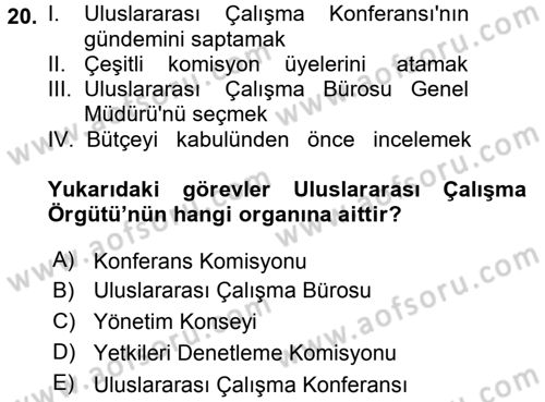 Uluslararası Sosyal Politika Dersi 2017 - 2018 Yılı 3 Ders Sınav Soruları 20. Soru