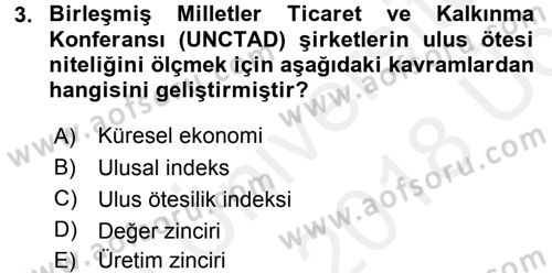 Uluslararası Sosyal Politika Dersi 2017 - 2018 Yılı 3 Ders Sınavı 3. Soru