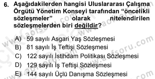 Uluslararası Sosyal Politika Dersi 2017 - 2018 Yılı 3 Ders Sınav Soruları 6. Soru