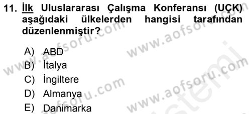 Uluslararası Sosyal Politika Dersi 2017 - 2018 Yılı (Vize) Ara Sınav Soruları 11. Soru