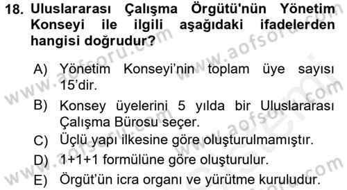 Uluslararası Sosyal Politika Dersi 2017 - 2018 Yılı (Vize) Ara Sınav Soruları 18. Soru