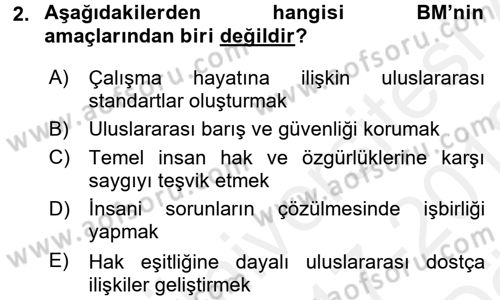 Uluslararası Sosyal Politika Dersi 2017 - 2018 Yılı (Vize) Ara Sınav Soruları 2. Soru