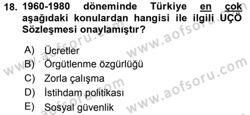 Uluslararası Sosyal Politika Dersi 2017 - 2018 Yılı (Final) Dönem Sonu Sınav Soruları 18. Soru