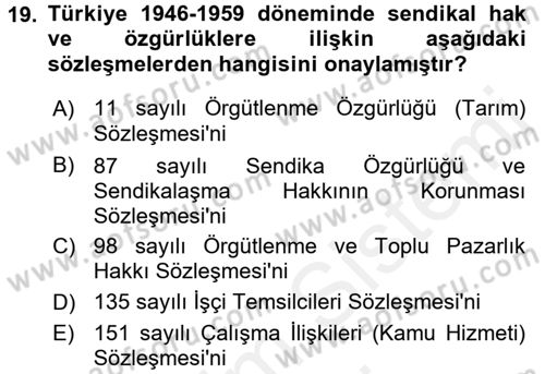 Uluslararası Sosyal Politika Dersi 2017 - 2018 Yılı (Final) Dönem Sonu Sınav Soruları 19. Soru