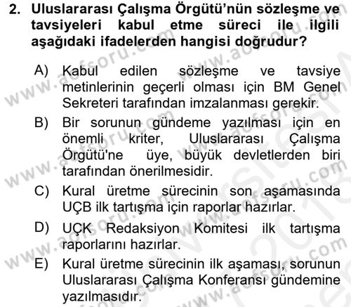 Uluslararası Sosyal Politika Dersi 2017 - 2018 Yılı (Final) Dönem Sonu Sınav Soruları 2. Soru