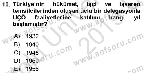 Uluslararası Sosyal Politika Dersi 2018 - 2019 Yılı 3 Ders Sınav Soruları 10. Soru