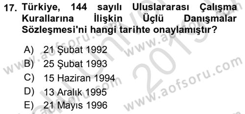 Uluslararası Sosyal Politika Dersi 2018 - 2019 Yılı 3 Ders Sınav Soruları 17. Soru