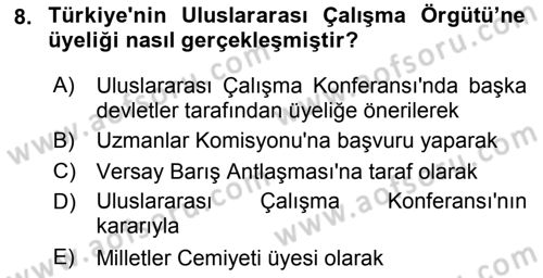 Uluslararası Sosyal Politika Dersi 2018 - 2019 Yılı 3 Ders Sınav Soruları 8. Soru