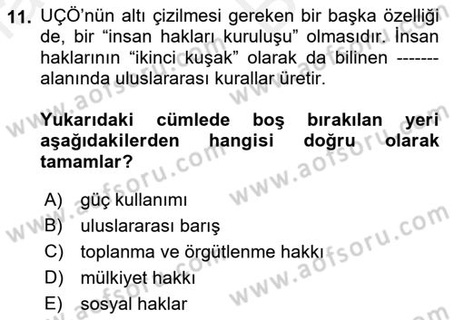 Uluslararası Sosyal Politika Dersi 2018 - 2019 Yılı (Vize) Ara Sınav Soruları 11. Soru