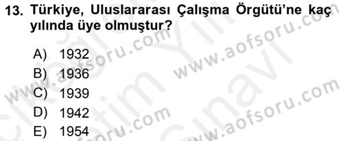 Uluslararası Sosyal Politika Dersi 2018 - 2019 Yılı (Vize) Ara Sınav Soruları 13. Soru