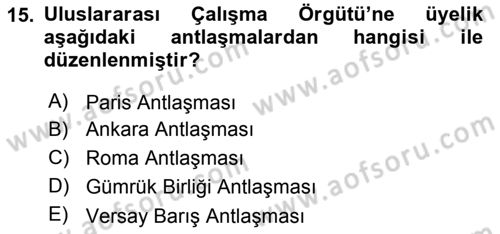 Uluslararası Sosyal Politika Dersi 2018 - 2019 Yılı (Vize) Ara Sınav Soruları 15. Soru