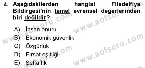 Uluslararası Sosyal Politika Dersi 2018 - 2019 Yılı (Vize) Ara Sınav Soruları 4. Soru