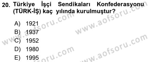 Uluslararası Sosyal Politika Dersi 2018 - 2019 Yılı (Final) Dönem Sonu Sınav Soruları 20. Soru