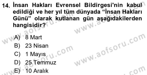 Uluslararası Sosyal Politika Dersi 2018 - 2019 Yılı Yaz Okulu Sınav Soruları 14. Soru