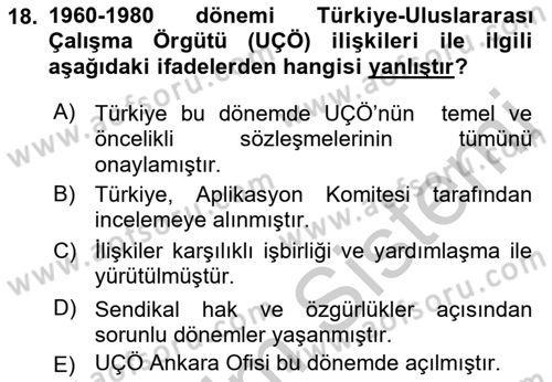 Uluslararası Sosyal Politika Dersi 2018 - 2019 Yılı Yaz Okulu Sınav Soruları 18. Soru