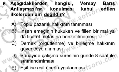 Uluslararası Sosyal Politika Dersi 2018 - 2019 Yılı Yaz Okulu Sınav Soruları 6. Soru