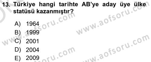 Uluslararası Sosyal Politika Dersi 2020 - 2021 Yılı Yaz Okulu Sınav Soruları 13. Soru