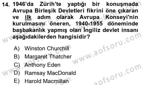 Uluslararası Sosyal Politika Dersi 2020 - 2021 Yılı Yaz Okulu Sınav Soruları 14. Soru