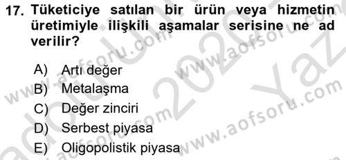 Uluslararası Sosyal Politika Dersi 2020 - 2021 Yılı Yaz Okulu Sınav Soruları 17. Soru