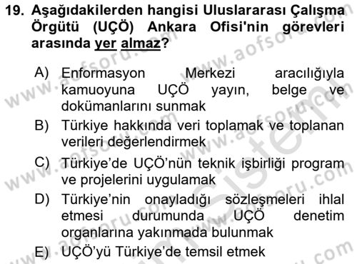 Uluslararası Sosyal Politika Dersi 2020 - 2021 Yılı Yaz Okulu Sınav Soruları 19. Soru