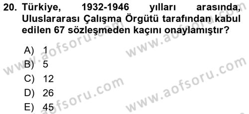 Uluslararası Sosyal Politika Dersi 2020 - 2021 Yılı Yaz Okulu Sınav Soruları 20. Soru