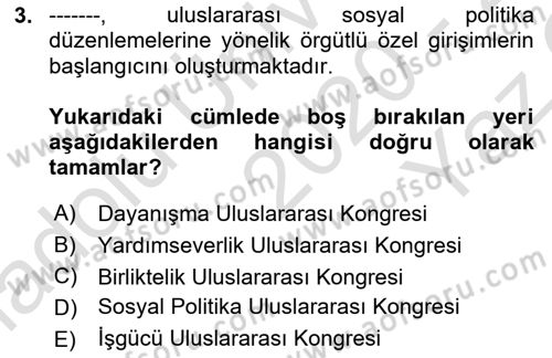 Uluslararası Sosyal Politika Dersi 2020 - 2021 Yılı Yaz Okulu Sınav Soruları 3. Soru