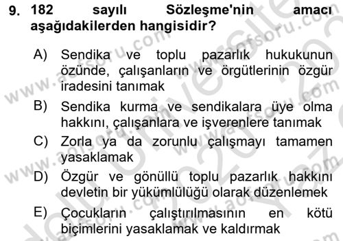 Uluslararası Sosyal Politika Dersi 2020 - 2021 Yılı Yaz Okulu Sınav Soruları 9. Soru