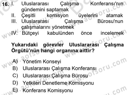 Uluslararası Sosyal Politika Dersi 2021 - 2022 Yılı (Vize) Ara Sınav Soruları 16. Soru