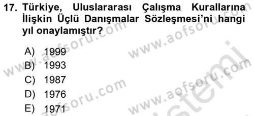 Uluslararası Sosyal Politika Dersi 2021 - 2022 Yılı (Vize) Ara Sınav Soruları 17. Soru