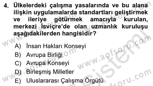 Uluslararası Sosyal Politika Dersi 2021 - 2022 Yılı (Vize) Ara Sınav Soruları 4. Soru