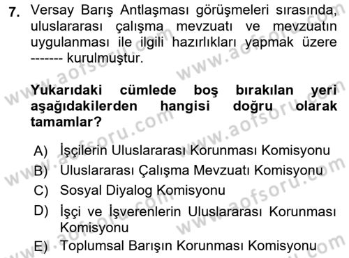 Uluslararası Sosyal Politika Dersi 2021 - 2022 Yılı (Vize) Ara Sınav Soruları 7. Soru