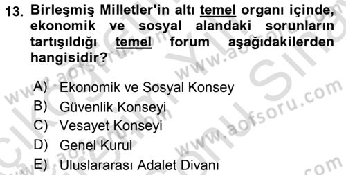 Uluslararası Sosyal Politika Dersi 2021 - 2022 Yılı (Final) Dönem Sonu Sınav Soruları 13. Soru