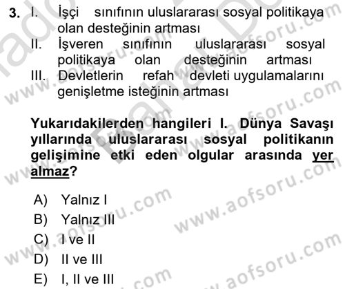 Uluslararası Sosyal Politika Dersi 2021 - 2022 Yılı (Final) Dönem Sonu Sınav Soruları 3. Soru