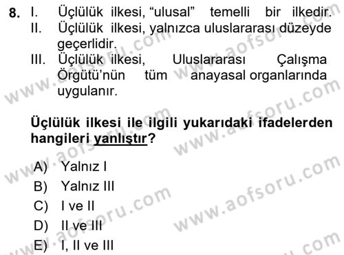 Uluslararası Sosyal Politika Dersi 2021 - 2022 Yılı (Final) Dönem Sonu Sınav Soruları 8. Soru